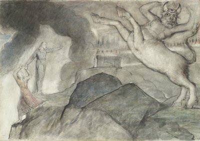 The Minotaur, illustration to the Divine Comedy by Dante Alighieri, 1824-27 by William Blake
